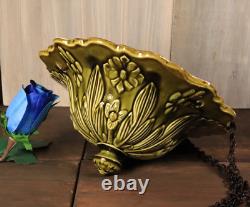 Antique French Majolica Hanging Flower Planter Jardiniere Green Art Nouveau