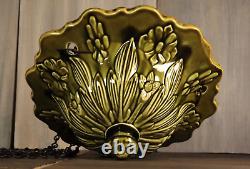 Antique French Majolica Hanging Flower Planter Jardiniere Green Art Nouveau