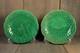 Antique French Majolica Plate Pair Leaves Art Nouveau Gien Green Signed