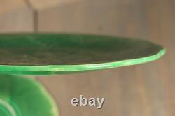 Antique French Majolica Plate PAIR Leaves Art Nouveau GIEN Green Signed