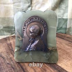 Antique French Plaque Virgin Mary Art nouveau Wall 6 Marble Green Onyx Easel