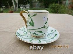 Antique French Samson Sevres Art Nouveau Cup And Saucer Mistletoe Gilded Rims A