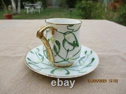 Antique French Samson Sevres Art Nouveau Cup And Saucer Mistletoe Gilded Rims A