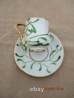 Antique French Samson Sevres Art Nouveau Cup And Saucer Mistletoe Gilded Rims A