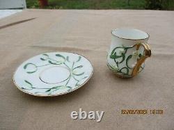 Antique French Samson Sevres Art Nouveau Cup And Saucer Mistletoe Gilded Rims A