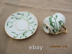 Antique French Samson Sevres Art Nouveau Cup And Saucer Mistletoe Gilded Rims A