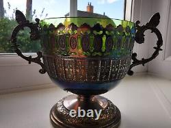 Antique German Art Nouveau Silver plated WMF Sugar Bowl With Green Glass Liner
