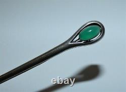 Antique German Jugendstil Brooch 800 Silver Chrysoprase Cabochon Art Nouveau Pin