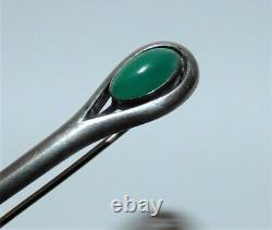 Antique German Jugendstil Brooch 800 Silver Chrysoprase Cabochon Art Nouveau Pin