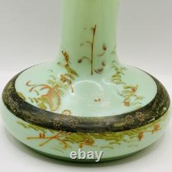 Antique Glass Vase Legras French Art Nouveau Enameled Forest Scenic Mint 29cm