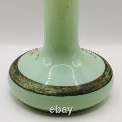 Antique Glass Vase Legras French Art Nouveau Enameled Forest Scenic Mint 29cm