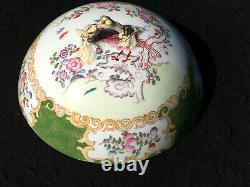 Antique Green Minton Muffin dish rare Cockatrice Exotic Bird cover and base