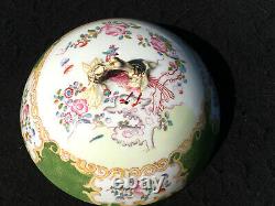 Antique Green Minton Muffin dish rare Cockatrice Exotic Bird cover and base