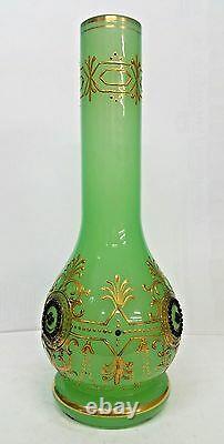 Antique Green Opaline Jewels Vase