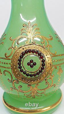 Antique Green Opaline Jewels Vase