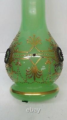 Antique Green Opaline Jewels Vase