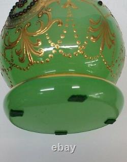 Antique Green Opaline Jewels Vase