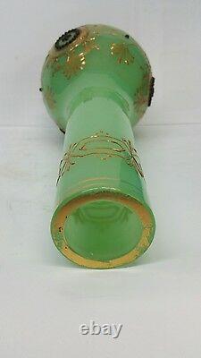 Antique Green Opaline Jewels Vase