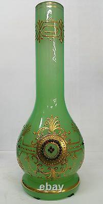 Antique Green Opaline Jewels Vase