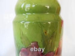 Antique Green Purple Iris Art Nouveau Style Tall Vase Royal Bonn Germany 1890