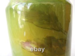 Antique Green Purple Iris Art Nouveau Style Tall Vase Royal Bonn Germany 1890