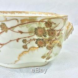 Antique Haviland & Co Art Nouveau Cache Pot Planter Soft Grn Rust Gld Limoge Fra