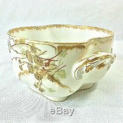 Antique Haviland & Co Art Nouveau Cache Pot Planter Soft Grn Rust Gld Limoge Fra