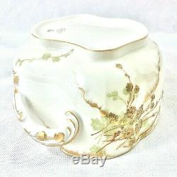 Antique Haviland & Co Art Nouveau Cache Pot Planter Soft Grn Rust Gld Limoge Fra