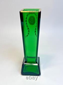 Antique Josef Riedel Vienna Secession Gold Decor Art Nouveau Glass Vase Cameo