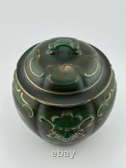 Antique Jugendstil Art Nouveau Green Man Covered Tobacco Jar Humidor Gilt Green