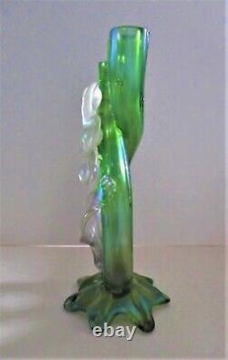 Antique Kralik Iridescent Thorn Double Bud Vase