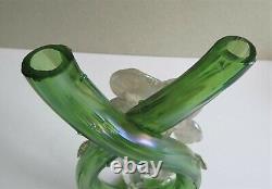 Antique Kralik Iridescent Thorn Double Bud Vase