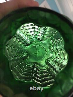 Antique Kralik/Welz Iridescent Green Draped/Festooned Art Glass Vase