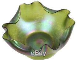Antique LOETZ Art Nouveau Bohemian Iridescent Oil Spot Papillion Glass Bowl Dish
