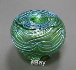 Antique LOETZ Iridescent Art Glass Squat Vase FORMOSA Décor ca 1902 Nice Color