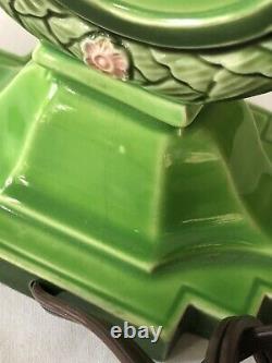 Antique Lamp Art Nouveau Majolica Czechoslovakia Lady Ceramic Art Pottery DLS