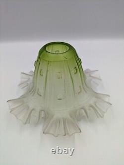 Antique Lamp Shade Green Ruffled Art Nouveau Frilly Pendant Light shade Tulip