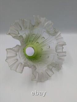 Antique Lamp Shade Green Ruffled Art Nouveau Frilly Pendant Light shade Tulip