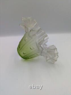 Antique Lamp Shade Green Ruffled Art Nouveau Frilly Pendant Light shade Tulip