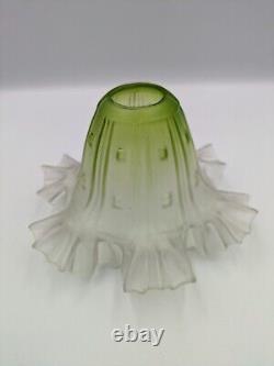 Antique Lamp Shade Green Ruffled Art Nouveau Frilly Pendant Light shade Tulip