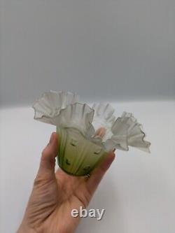 Antique Lamp Shade Green Ruffled Art Nouveau Frilly Pendant Light shade Tulip