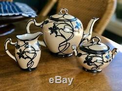 Antique Lenox Tea Set ALVIN STERLING OVERLAY Art Nouveau Green Mark