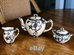 Antique Lenox Tea Set ALVIN STERLING OVERLAY Art Nouveau Green Mark