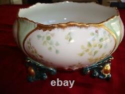 Antique Limoges France Hand Painted Ferner, Vase, Jardiniere, Bowl, Green & Gold