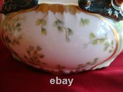 Antique Limoges France Hand Painted Ferner, Vase, Jardiniere, Bowl, Green & Gold