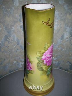 Antique Limoges Tankard Roses and Gold Art Nouveau Style Attist Signed Roby