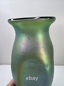 Antique Loetz Art Nouveau Iridescent Art Glass Pinched Form Vase 10 1/4 Tall