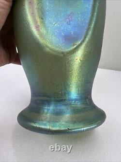 Antique Loetz Art Nouveau Iridescent Art Glass Pinched Form Vase 10 1/4 Tall