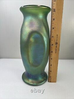 Antique Loetz Art Nouveau Iridescent Art Glass Pinched Form Vase 10 1/4 Tall