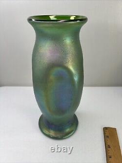 Antique Loetz Art Nouveau Iridescent Art Glass Pinched Form Vase 10 1/4 Tall